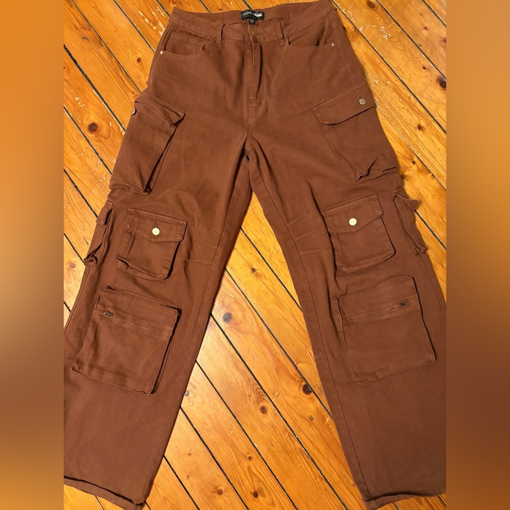 Lily High Rise Fashion nova Multi Pocket Cargo Jeans
